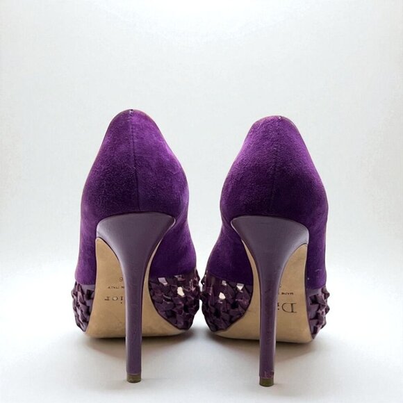 Christian Dior | Purple Suede & Leather Peep-Toe Cutout Stiletto Heels - Picture 14 of 16